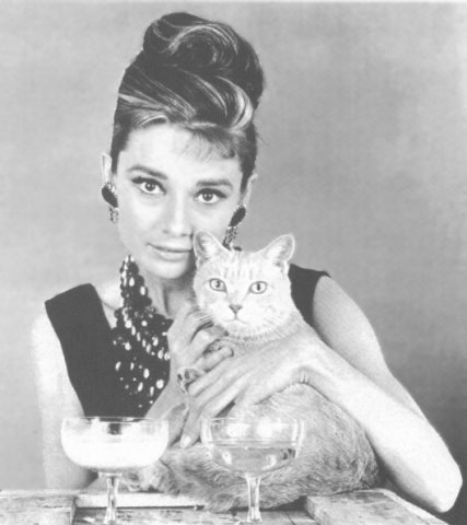 Одри Хёпберн с кошкой