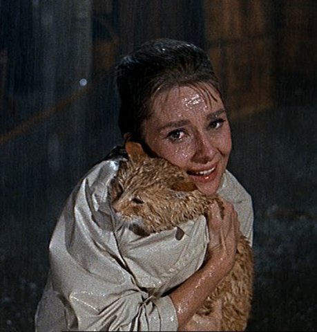 Одри Хёпберн с кошкой