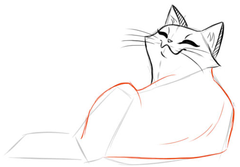 Рисуем ленивую кошку шаг 2 фото