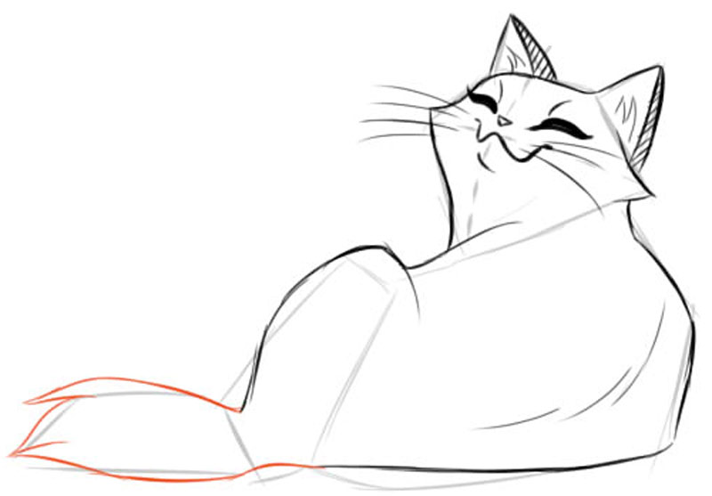 Рисуем ленивую кошку шаг 2 фото