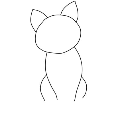 Простейший рисунок кошки пошагово шаг 3