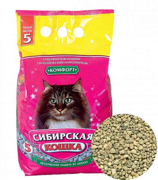 Наполнитель Сибирская кошка Комфорт впитывающий