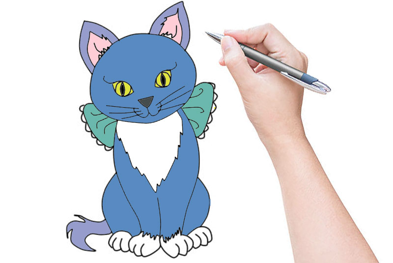 Простейший рисунок кошки пошагово