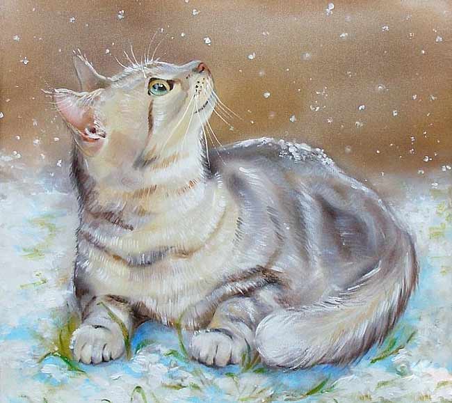Стих про кошку Утром кот принес на лапах первый снег фото